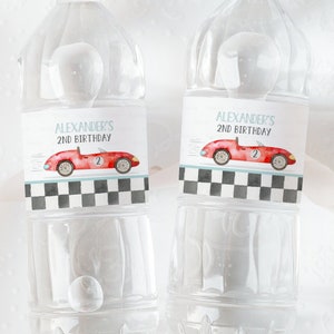 Editable TWO fast Water Bottle personalized, Racecar Water Bottle labels Racing car Vintage Template printable Instant Digital download FA03