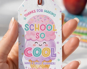 Etiqueta imprimible para regalo de helado: Celebración de fin de curso (Plantilla de Canva)