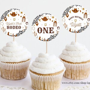 Editable My first Rodeo Birthday Cupcake toppers Cowboy Party Cake toppers Wild West Ranch Template printable Instant Digital download R101