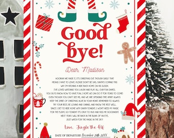 Elf Goodbye Letter Editable, Departure Letter Christmas Goodbye from Your Elves Activities Letter Santa Claus Poem Printable Template