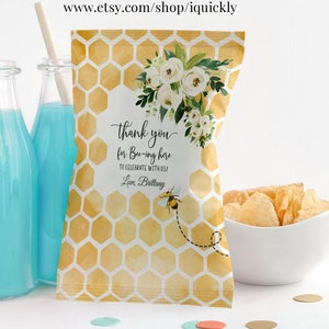 Editable Bee Bag Label Template Honey Bee party Labels Sized to print page sweet to bee one Templates Printable Digital download  BEE014