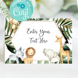 EDITIERBARE Safari Food Tags, Gender Neutral Buffet Label, Jungle Tent Karte Wild Food Labels, Platzkarten Tischkartenvorlage Sofortiger Download