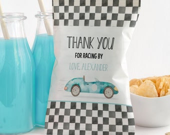 Editable Two fast Bag Label Racecar party Labels Sized print 8.5x11 in page Racing car vintage Templates Printable Digital download FA01