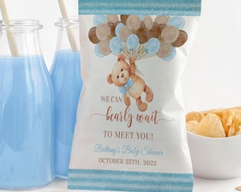 Editable Teddy bear Chip Bag Label Bear Themed Labels Sized to print on 8.5x11 in page Templates Printable Digital download TBI6