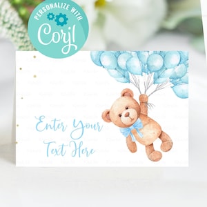 EDITABLE Teddy bear Baby shower Food tags, Buffet label, Tent card Food Labels, Place Cards, Table Card Printable Template Téléchargement numérique