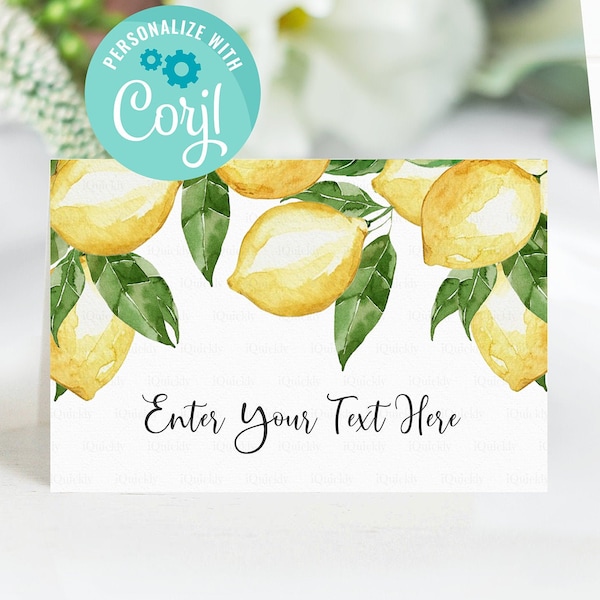 EDITABLE Lemon Food tags, Lemonade Buffet label, Citrus Tent card Food Labels, Place Cards, Table Card Printable Template Instant download