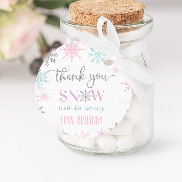 EDITABLE Winter Onederland Party Favors Snowflake Favor Tags Thank you tags Gift tags Printable Templates Instant download Winter07