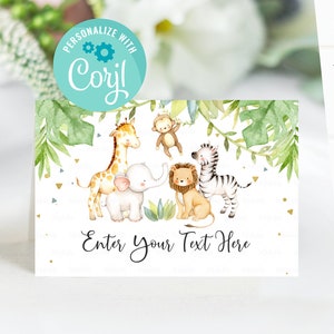 EDITABLE Safari Food tags, Gender Neutral Buffet label, Jungle Tent card Wild Food Labels, Place Cards Table Card Template Instant download
