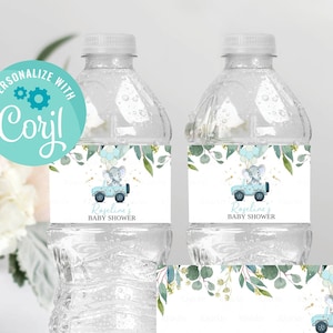 Editable Drive By Baby Shower Water Bottle Labels Elephant Drive Through Baby Shower Drive Thru Boy Birthday Decoration Instant Download