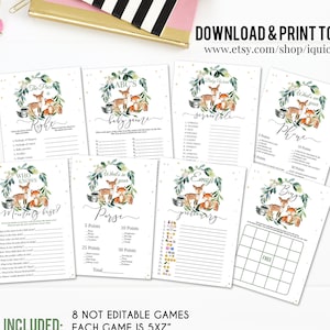 Woodland Baby Shower Games, Gender Neutral Baby Shower Game Bundle 2 thumbnail image