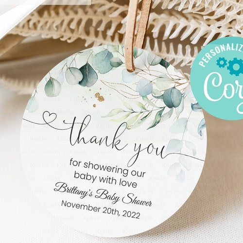 Editable Eucalyptus Greenery Baby Shower Favors Eucalyptus Etsy
