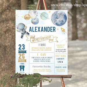 Weltraum Meilenstein Geburtstag Poster EDITIERBARE Geburtstag Tafel Zeichen Erste Reise um die Sonne Poster Galaxy Instant Download Vorlage