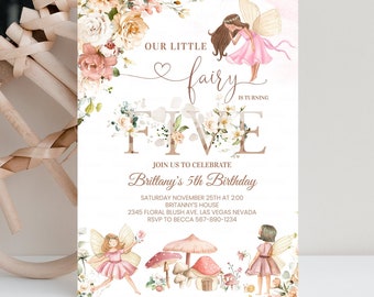 Editable Fairy Birthday Invitation Wildflower Garden Fairy Floral Birthday Invite Butterfly Magical Printable Template Instant Download