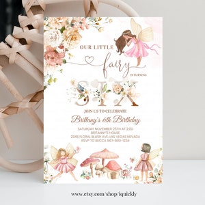 Bewerkbare Fairy Verjaardagsuitnodiging Wildflower Garden Fairy Floral Verjaardag Uitnodigen Vlinder Magische Afdrukbare Sjabloon Instant Download