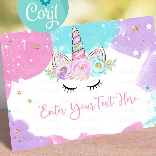 Unicorn Editable Food Tent Labels Printable Magical Pony - Etsy