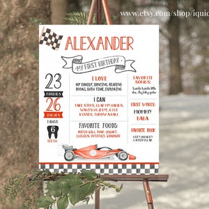 Rennwagen-Meilensteinplakat, EDITIERBARE Rennwagen erste Geburtstags-Kreidetafel, Vintage 1. Plakat Sofortiger digitaler Download-Vorlage FA02