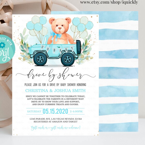 Drive by Baby Shower Invitation Etsy