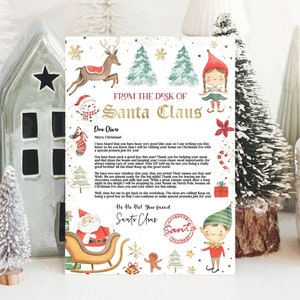Editable Personalized Letter from Santa Claus From The Desk of Santa Christmas Eve North Pole Mail Instant Download Printable Template