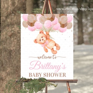 Bearbeitbares Teddybär-Babyparty-Willkommensschild, Bären-Themen-Babyparty-Willkommensschild, druckbares Babyparty-Party-Zeichen, Yard-Zeichen Download