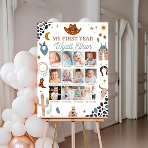 Affiche photo jalon mensuel de mon premier anniversaire rodéo