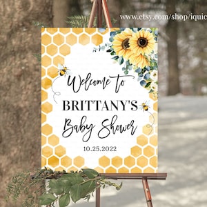 EDITABLE Bee Baby shower Signs Honey bee Welcome sign Decorations Yard sign What will baby bee Instant download Templates Printable BEE015