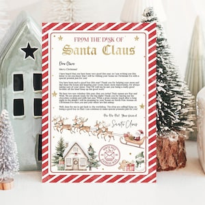 Editable Personalized Letter from Santa Claus From The Desk of Santa Christmas Eve North Pole Mail Instant Download Printable Template
