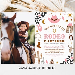 Editable My Second Rodeo Invitation Cowgirl Birthday Invite Wild West Cowgirl 2nd Rodeo Southwestern Ranch Template Instant Download