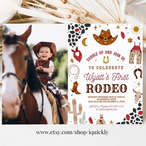 Editable Cowboy Birthday Invitation Wild West Cowboy 1st Rodeo Birthday Party Southwestern Ranch Template Printable Instant Download