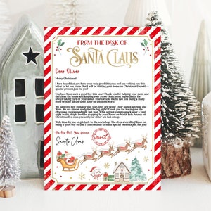 Editable Personalized Letter from Santa Claus From The Desk of Santa Christmas Eve North Pole Mail Instant Download Printable Template