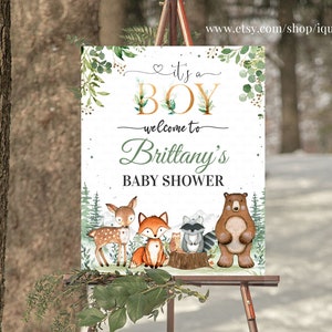 EDITABLE Woodland Welcome sign, Woodland Baby shower Sign Decorations Wild one Instant download Templates Printable W206