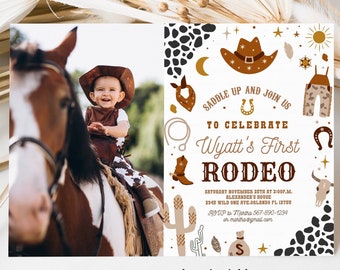 Editable My First Rodeo Invitation Cowboy Birthday Invite Wild West invitation Ranch Southwestern Template Printable Instant Download