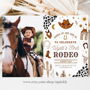 Editable My First Rodeo Invitation Cowboy Birthday Invite Wild West invitation Ranch Southwestern Template Printable Instant Download