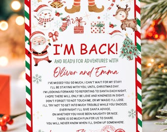 Editable Elf Arrival Letter Return Letter Christmas Elf, I'm Back Elf Welcome Christmas Elf Letter From Your Elf Printable Template