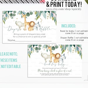Tirage au sort Safari livre pour baby shower pour bébé et couches Jungle A Wild one Boy