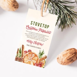Etichetta regalo di Natale Potpourri da fornello modificabile, etichetta regalo insegnante regalo vicino regalo vacanze profumi natalizi stampabile download digitale