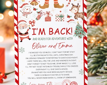 Editable Elf Arrival Letter Return Letter Christmas Elf, I'm Back Elf Welcome Christmas Elf Letter From Your Elf Printable Template