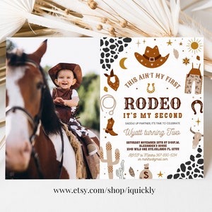 Editable Cowboy Birthday Invitation Wild West Cowboy 2nd Rodeo Birthday Party Southwestern Ranch Template Printable Instant Download