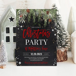 Editable Christmas party invitation Template Holiday party Adult Company Office Christmas party invite Printable Digital Download
