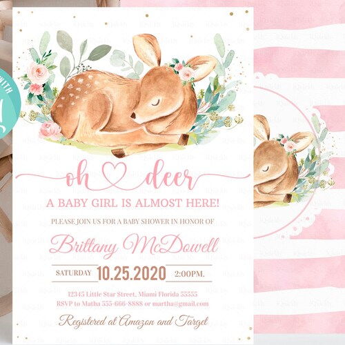 Girl Baby Shower Invitation Bundle Printable Baby Shower | Etsy