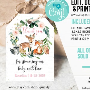 woodland thank you tags