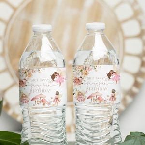 Etichetta per bottiglia di fata MODIFICABILE Ragazza Fiore di campo Etichette per bottiglie d'acqua Giardino delle fate Etichette digitali Modello di download immediato stampabile