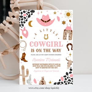Editable Cowgirl baby shower invitation Country Western Wild West Invite Little Cowboy Printable template Instant download