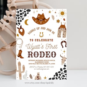 Editable My First Rodeo Invitation Cowboy Birthday Invite Wild West invitation Ranch Southwestern Template Printable Instant Download