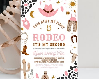 Editable My Second Rodeo Invitation Cowgirl Birthday Invite Wild West Cowgirl 2nd Rodeo Southwestern Ranch Template Instant Download