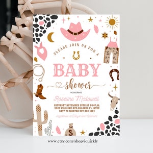 Editable Cowboy Baby Shower Invitation Wild West Western Baby Shower Rodeo Boy Country Southwestern Ranch A Little Cowboy Instant Download