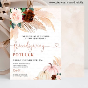 EDITABLE Friendsgiving invitation, Autumn Friendsgiving Dinner Invite Template Holiday Invite Printable Digital Download