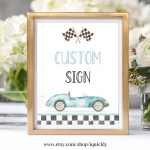 TWO fast Birthday Custom sign Racecar party sign Decorations Racing car vintage Table sign Instant download Templates Printable FA01