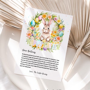 Carta del Conejito de Pascua Retorno editable desde el escritorio de Carta de Pascua para niños Nota del Conejito de Pascua Plantilla imprimible personalizada