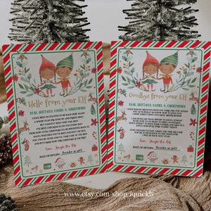 Editable Elf Letter Set, I&#39;m Back Hello from your Elf, Goodbye from Elf Arrival Letter and Farewell Letters, Christmas Printables TEMPLATE