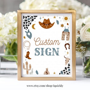 My First Rodeo Birthday Custom sign Cowboy party sign Decorations Table sign Wild West Ranch Instant download Templates Printable R102